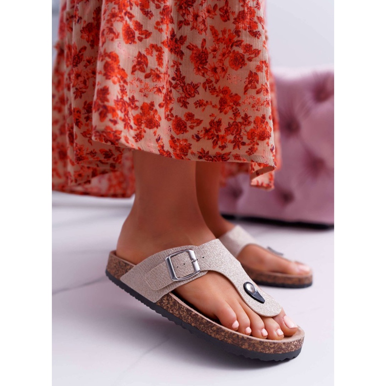 EVE Tongs Baisan or pour femmes multicolore jaune 2