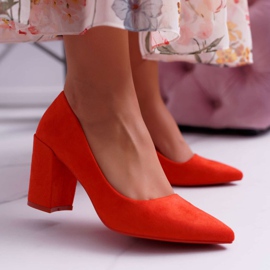 SEA Escarpins Femme À Talons En Daim Orange Neshka 1