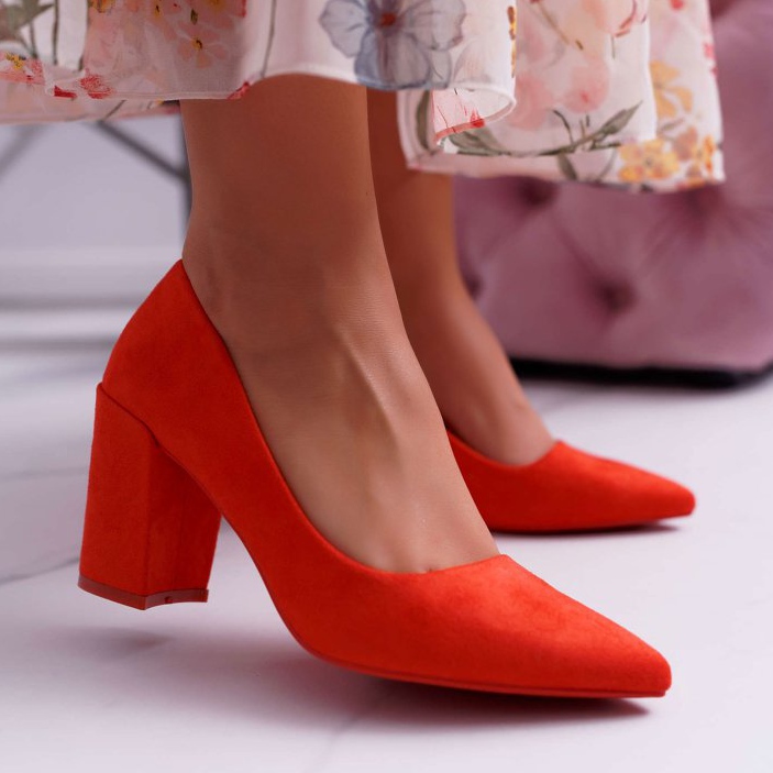SEA Escarpins Femme À Talons En Daim Orange Neshka 1