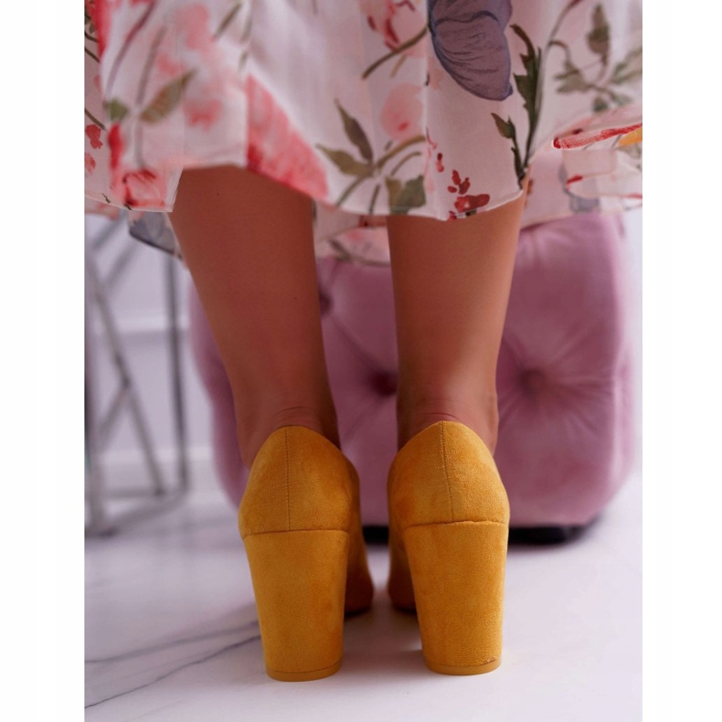 PS1 Escarpins Femme À Talons En Daim Jaune Neshka 2