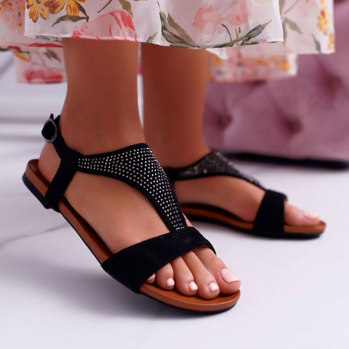 EVE Sandales Plates Femme Noir Sorsano 2