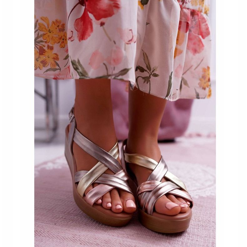 Sandales Femme Sur Compensées Cuir Maciejka ESP27-25 / 00-1 doré 2