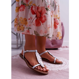 Sandales Femme Cuir Plat Argent Nicole 2383 gris 1