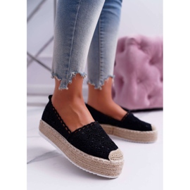 Espadrilles noires en dentelle pour femmes Lovely Haven 1