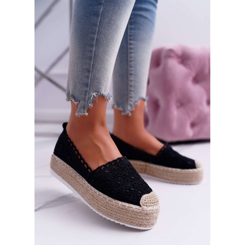 Espadrilles noires en dentelle pour femmes Lovely Haven 1