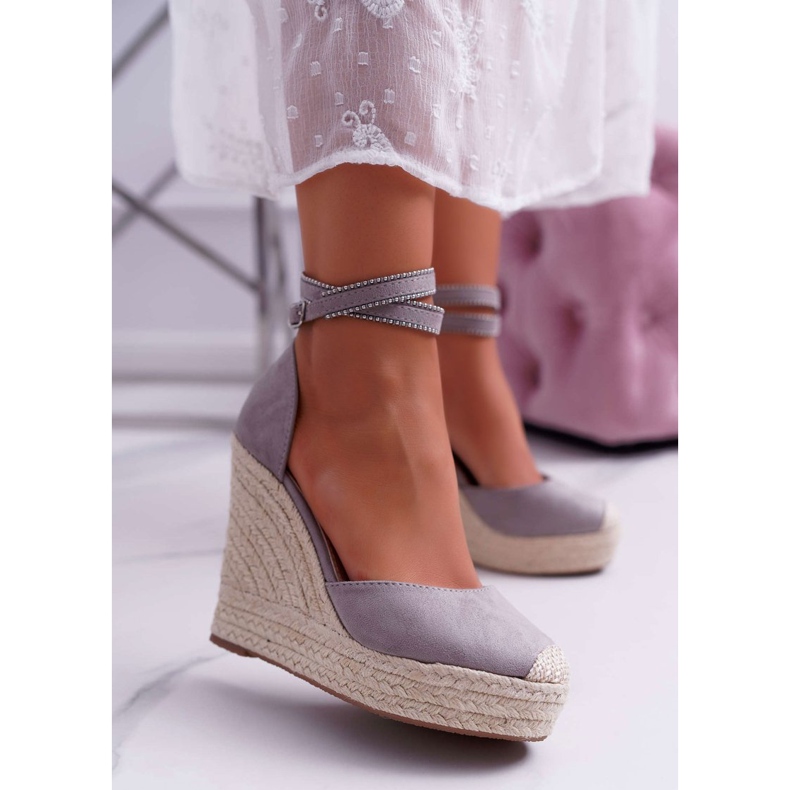 FRBS Sandales Sur A Compensées Femme Lin Gris Canterola 1 FRBS Sandales Sur A Compensées Femme Lin Gris Canterola 1