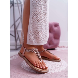 FRERY Sandales Femme Slip-on Avec Zircons Champagne Satina rose 1