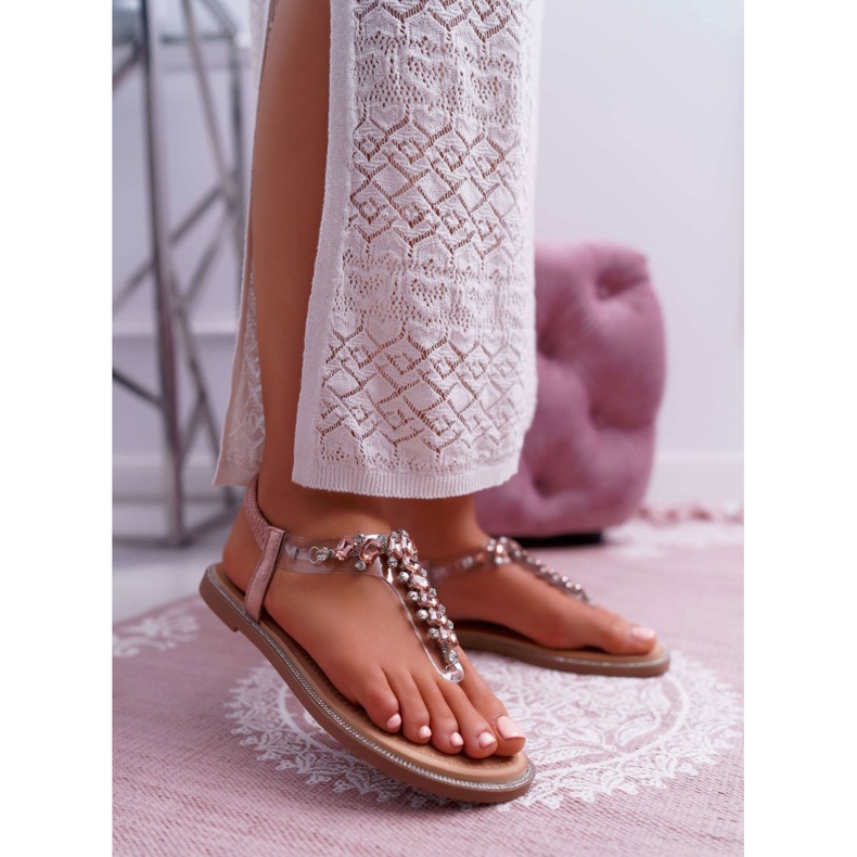 FRERY Sandales Femme Slip-on Avec Zircons Champagne Satina rose 1