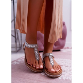 FRBS Sandales Femme Slip-on Avec Zircons Argent Mabellena gris 2