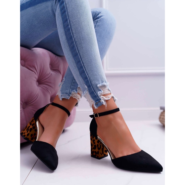 SEA Escarpins Femme à Talons Léopard Noir Ferri brun le noir 2