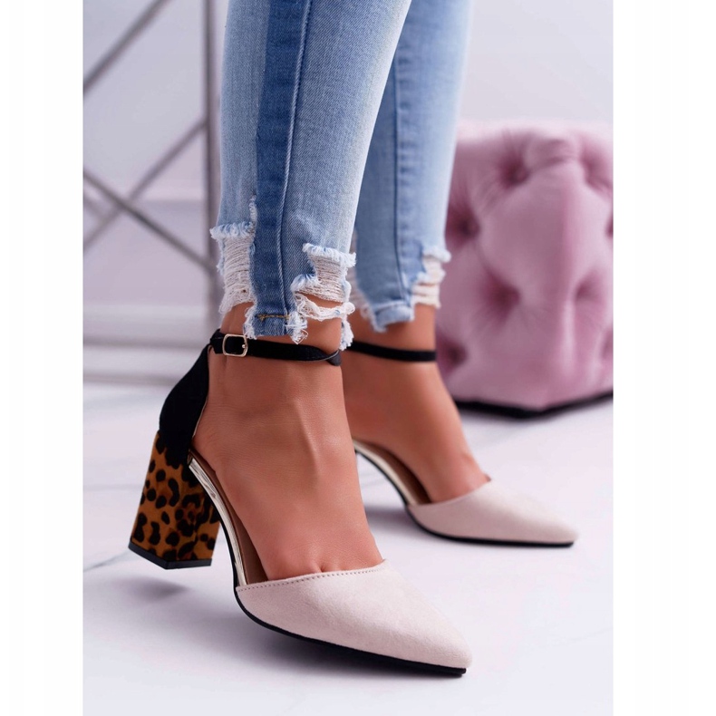 PS1 Escarpins à Talons Femme Léopard Beige Ferri noir multicolore 1