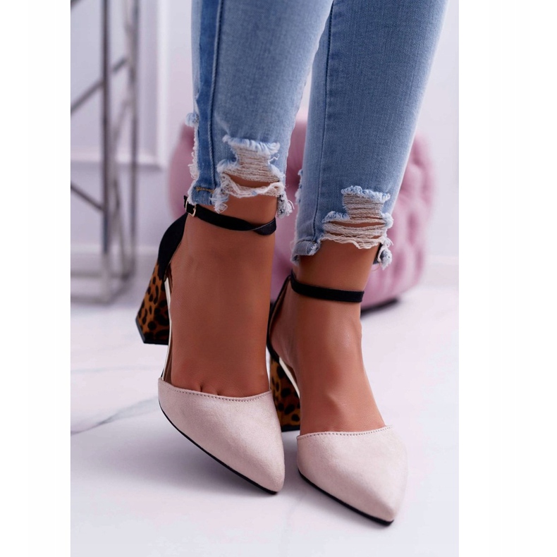 PS1 Escarpins à Talons Femme Léopard Beige Ferri noir multicolore 2