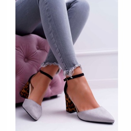PS1 Escarpins Femme à Talons Léopard Gris Ferri brun le noir 1