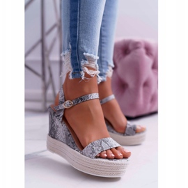 BUGO Sandales On Wedge Lin Serpent Liviana gris 1