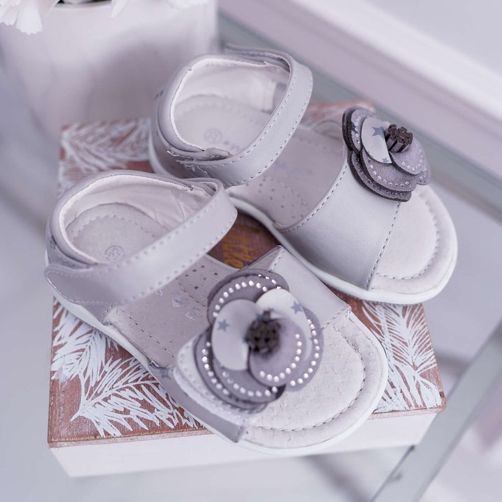 EVE Sandales Enfant Avec Velcro Fille Flamenco Gris 1