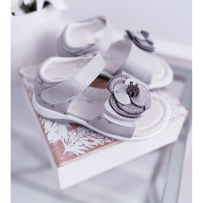 EVE Sandales Enfant Avec Velcro Fille Flamenco Gris 2