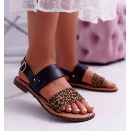 Sandales Femme Maciejka Cuir Léopard Noir IT001-03 / 00-0 1