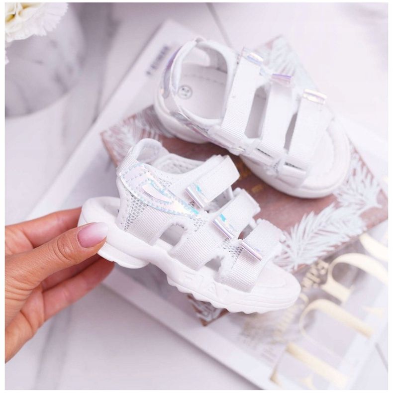 FRROCK Sandales Enfant Avec Velcro Pour Fille Blanc Kimmi blanche 2