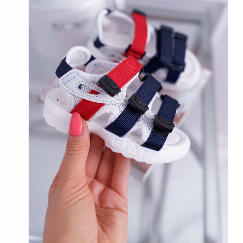 FRROCK Sandales Enfant Avec Velcro Fille Garçon Blanc Fima rouge bleu marine 2