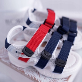FRROCK Sandales Enfant Avec Velcro Fille Garçon Blanc Fima blanche rouge bleu marin 1