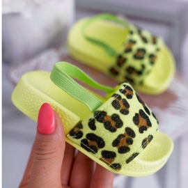 FRROCK Chaussons Enfant Fille Brocart Léopard Citron Vert Rimia multicolore 1
