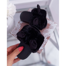 FRROCK Chaussons Enfant Fourrure Et Dégâts Noir Thoa 2