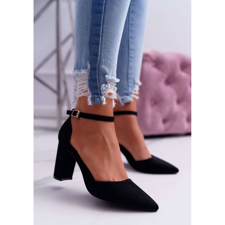 FRBS Escarpins Femme à Talons Noir Grette 1