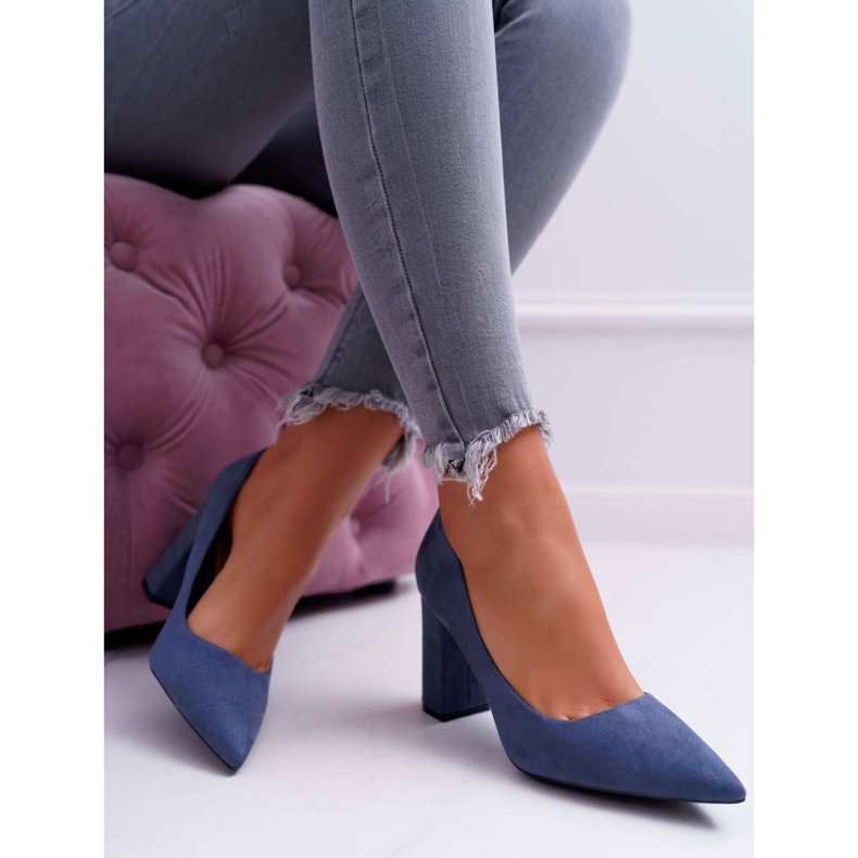 BUGO Escarpins à Talons Femme Daim Bleu Clarina 1