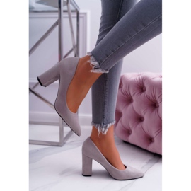 BUGO Escarpins à Talons Femme Daim Gris Clarina 3