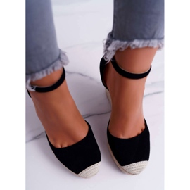 BUGO Sandales Compensées Femme Lin Noir Tammaris le noir 3