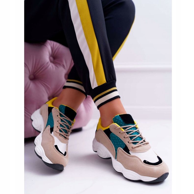 NFR Chaussures De Sport Femme Suède Vert Jaune Lollipop multicolore 1