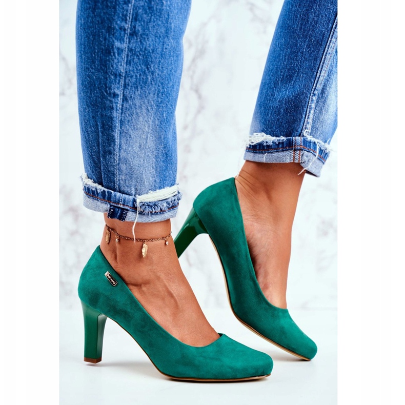 Escarpins Sergio Leone pour femmes en daim vert Orsola 2