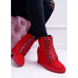 Baskets Femme Lu Boo Daim Ajouré Rouge Clamma 3