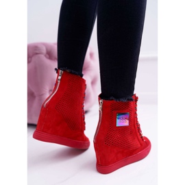 Baskets Femme Lu Boo Daim Ajouré Rouge Clamma 4
