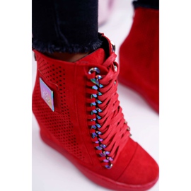 Baskets Femme Lu Boo Daim Ajouré Rouge Clamma 5