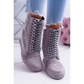 Baskets Femme Lu Boo Daim Ajouré Gris Clamma 2