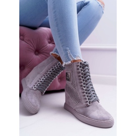 Baskets Femme Lu Boo Daim Ajouré Gris Clamma 3