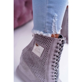 Baskets Femme Lu Boo Daim Ajouré Gris Clamma 4