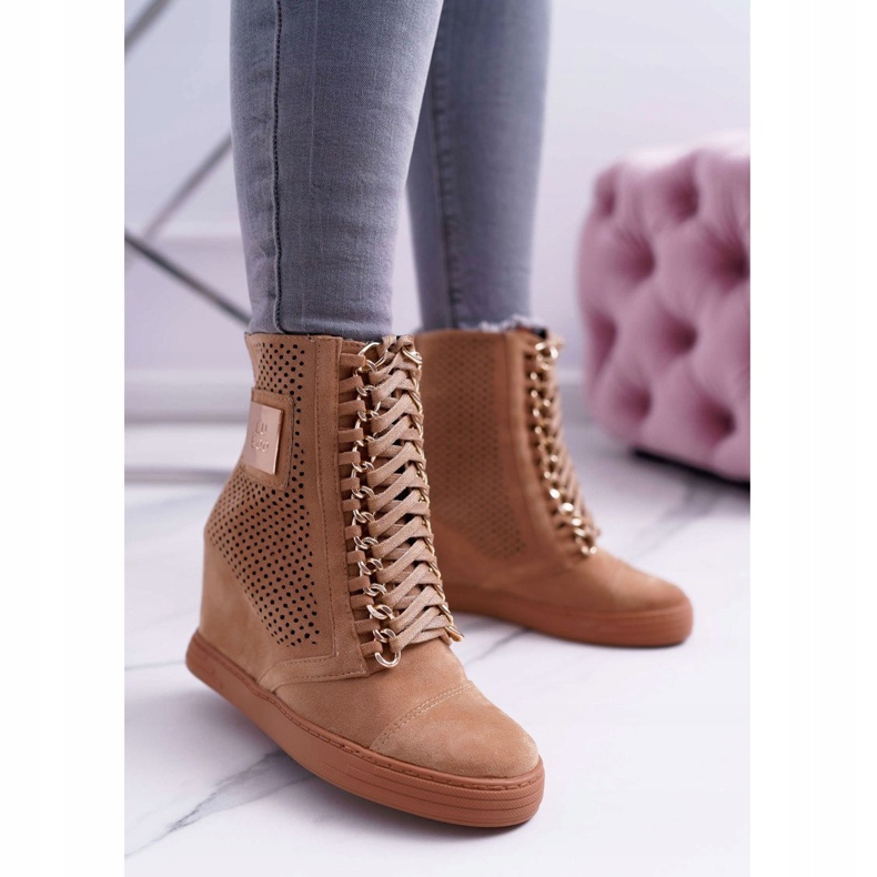Baskets Femme Lu Boo Daim Ajouré Camel Clamma brun 1