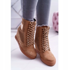 Baskets Femme Lu Boo Daim Ajouré Camel Clamma brun 4