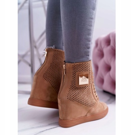 Baskets Femme Lu Boo Daim Ajouré Camel Clamma brun 3