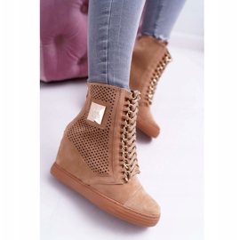 Baskets Femme Lu Boo Daim Ajouré Camel Clamma brun 6
