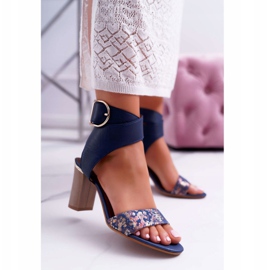 Sandales Cuir Femme Maciejka Sur Un Talon Bleu Marine 03597 1