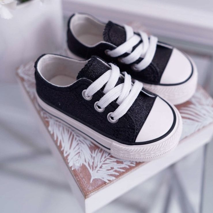 FRROCK Baskets Enfant Brocart Noir Misty 1