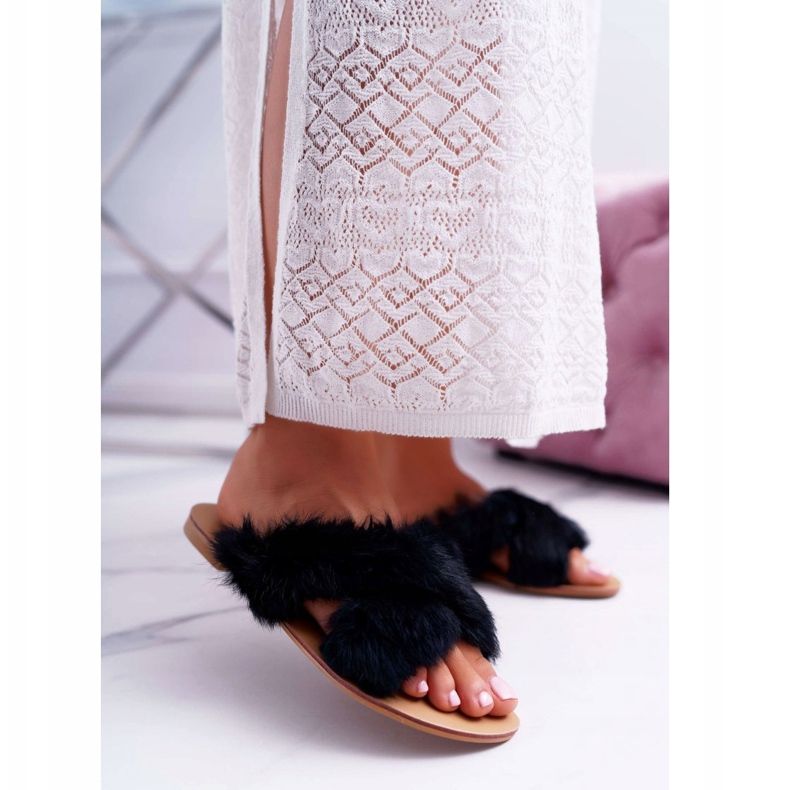 Chaussons Femme Avec Fourrure Lu Boo Noir Pimmer 1