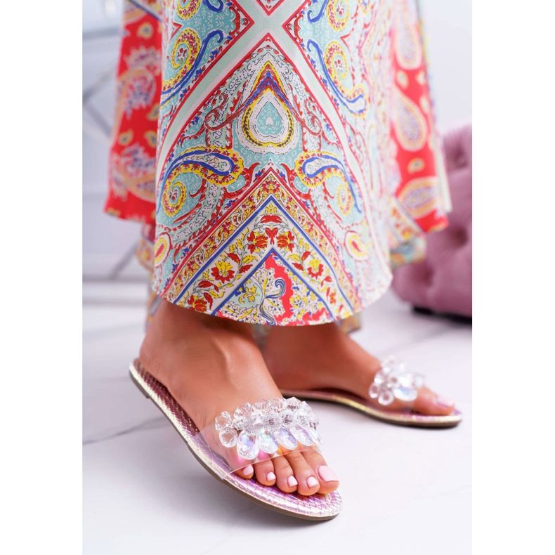 Chaussons Femme Avec Oxyde De Zirconium Lu Boo Rose Pétrole Mediana 1