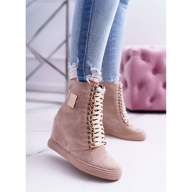 Baskets Femme Lu Boo Chaîne Dorée Daim Beige Monica 1