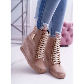 Baskets Femme Lu Boo Chaîne Dorée Daim Beige Monica 2