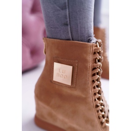 Baskets Femme Lu Boo Chaîne Dorée Daim Camel Monica brun 4