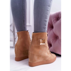 Baskets Femme Lu Boo Chaîne Dorée Daim Camel Monica brun 5